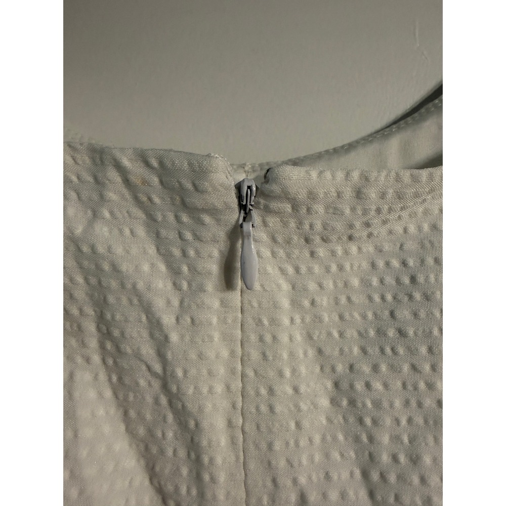 Anne Klein Swiss Dot Dress Women 4 White Sleeveless Midi Pleated Pocket - Picture 3 of 9